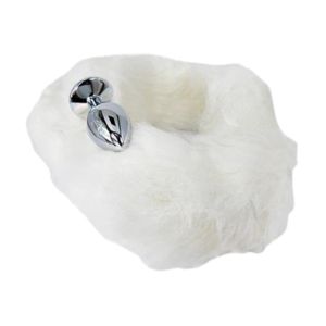 PLUG ANAL METALIZADO CON COLA BLANCA