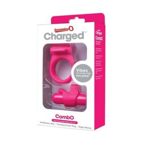 KIT ANILLO Y DEDO VIBRADOR RECARGABLE -ROSADO